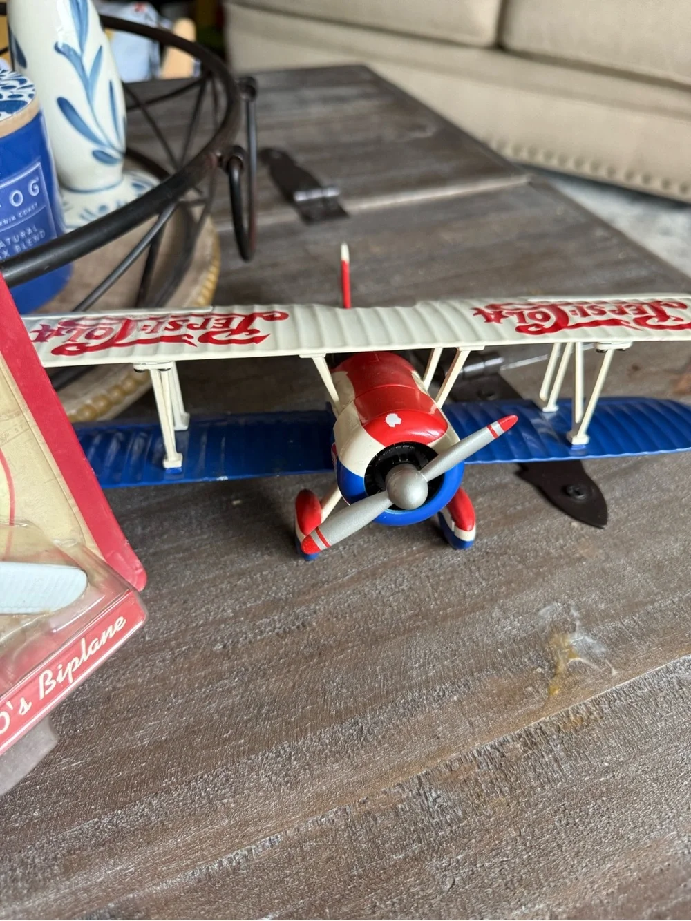 Pepsi-Cola Kids 1930s Biplane Toy - Red, White & Blue- set